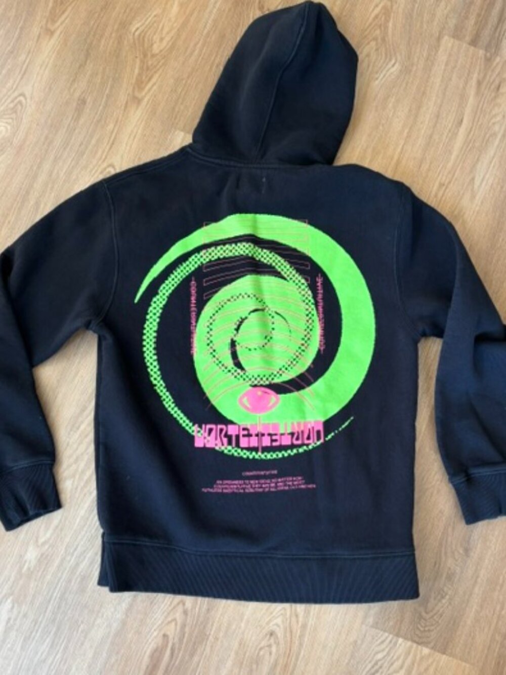 Topman Counterintuitive Vortex Black Unisex Oversized Hoodie EUC XS/S